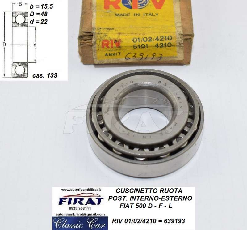 CUSCINETTO RUOTA FIAT 500 POST.INT.-EST. (639193)